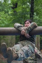 A Cadet works to pull herself up on the Low Belly Over