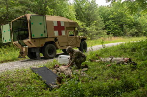 Medical team practices response before Cadet Summer Training