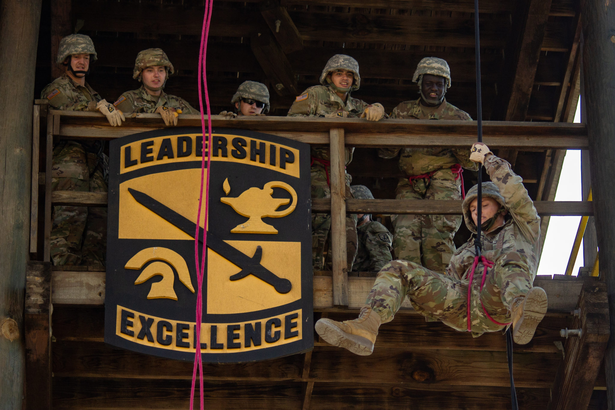 Utah Army Guard Soldiers introduced the high school delegates through  various facets of military life, including, PT, obstacles courses,  rappelling towers, and rifle ranges. Freedom Academy delegates are high  school leadership sponsored